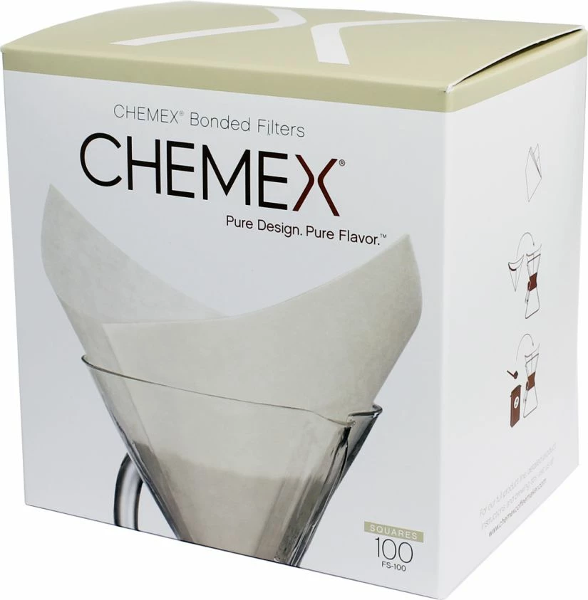 Chemex Pre-Folded Square Paper Filters For 6, 8 And 10 Cup Coffee Maker, 100 Pcs 2 Chemex Pre-Folded Square Paper Filters For 6, 8 And 10 Cup Coffee Maker, 100 Pcs