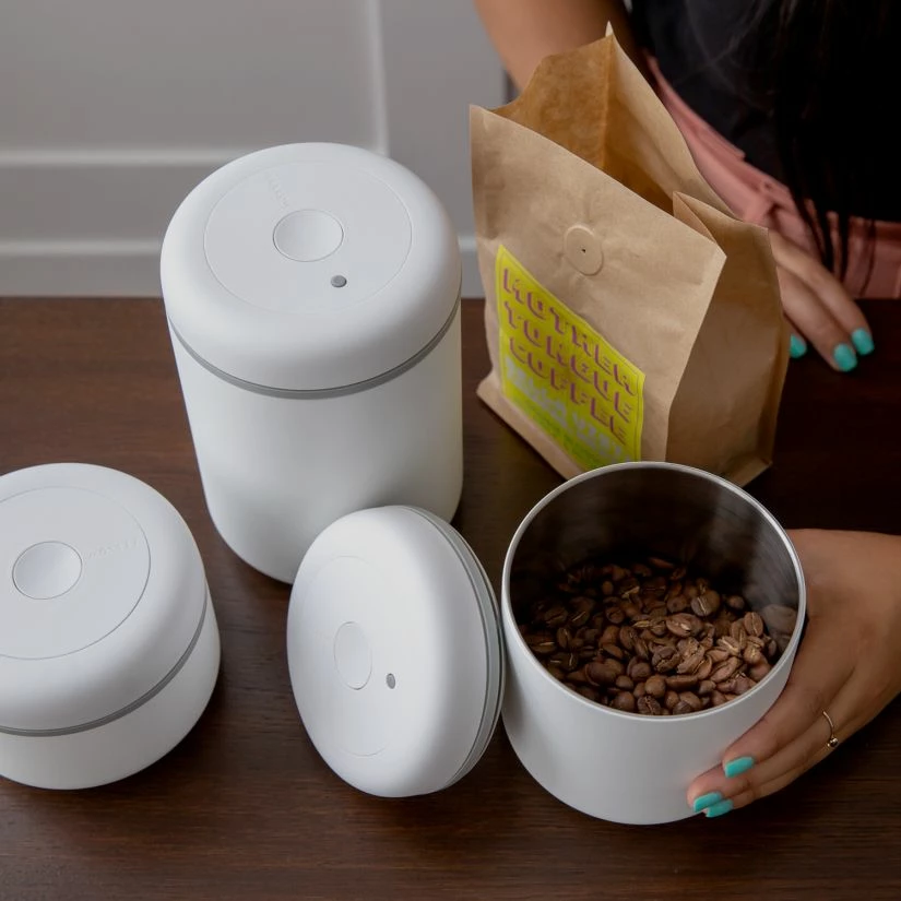 Coffee Storage Fellow Atmos Vacuum Canister For Coffee Beans, Matte White Steel 5 Coffee Storage Fellow Atmos Vacuum Canister For Coffee Beans, Matte White Steel - Image 3