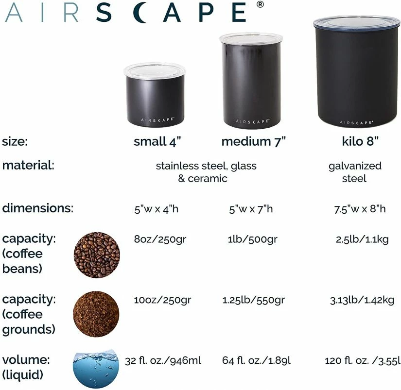 Coffee Storage Planetary Design Airscape® Classic Stainless Steel, Obsidian Black 4 Coffee Storage Planetary Design Airscape® Classic Stainless Steel, Obsidian Black - Image 2
