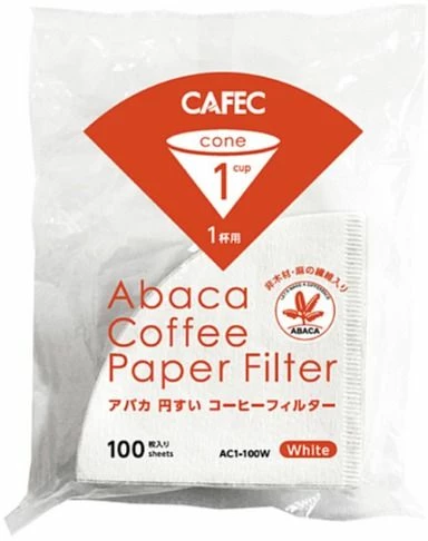 Filter Papers For Coffee CAFEC ABACA Cone-Shaped Filter Paper 1 Cup, White 100 Pcs 3 Filter Papers For Coffee CAFEC ABACA Cone-Shaped Filter Paper 1 Cup, White 100 Pcs