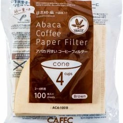 Filter Papers For Coffee CAFEC ABACA Cone-Shaped Filter Paper 4 Cup, Brown